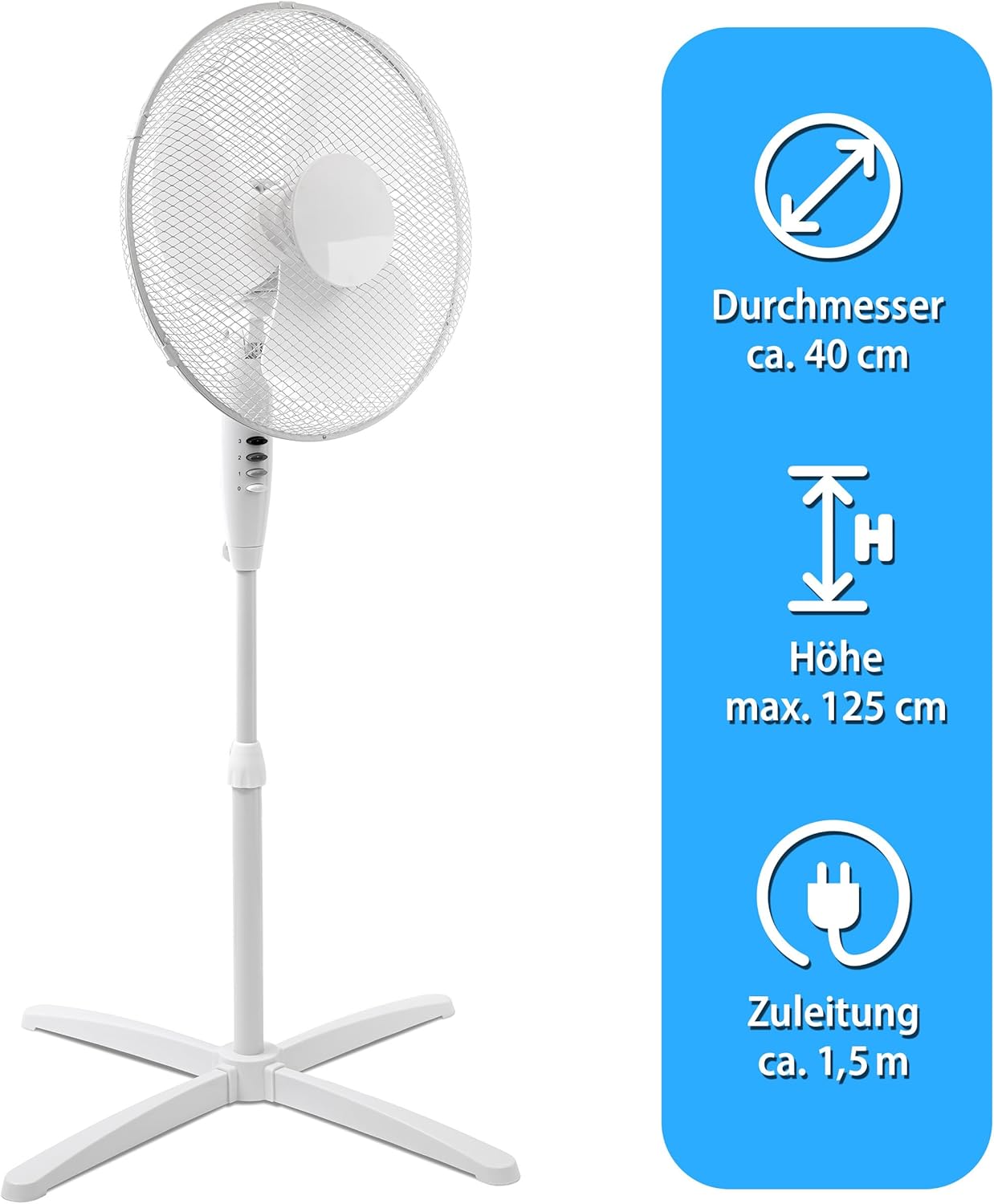 ito Standventilator 40 cm höhenverstellbar mit Oszillation ito Standventilator mit 40 cm Durchmesser und Oszillationsfunktion