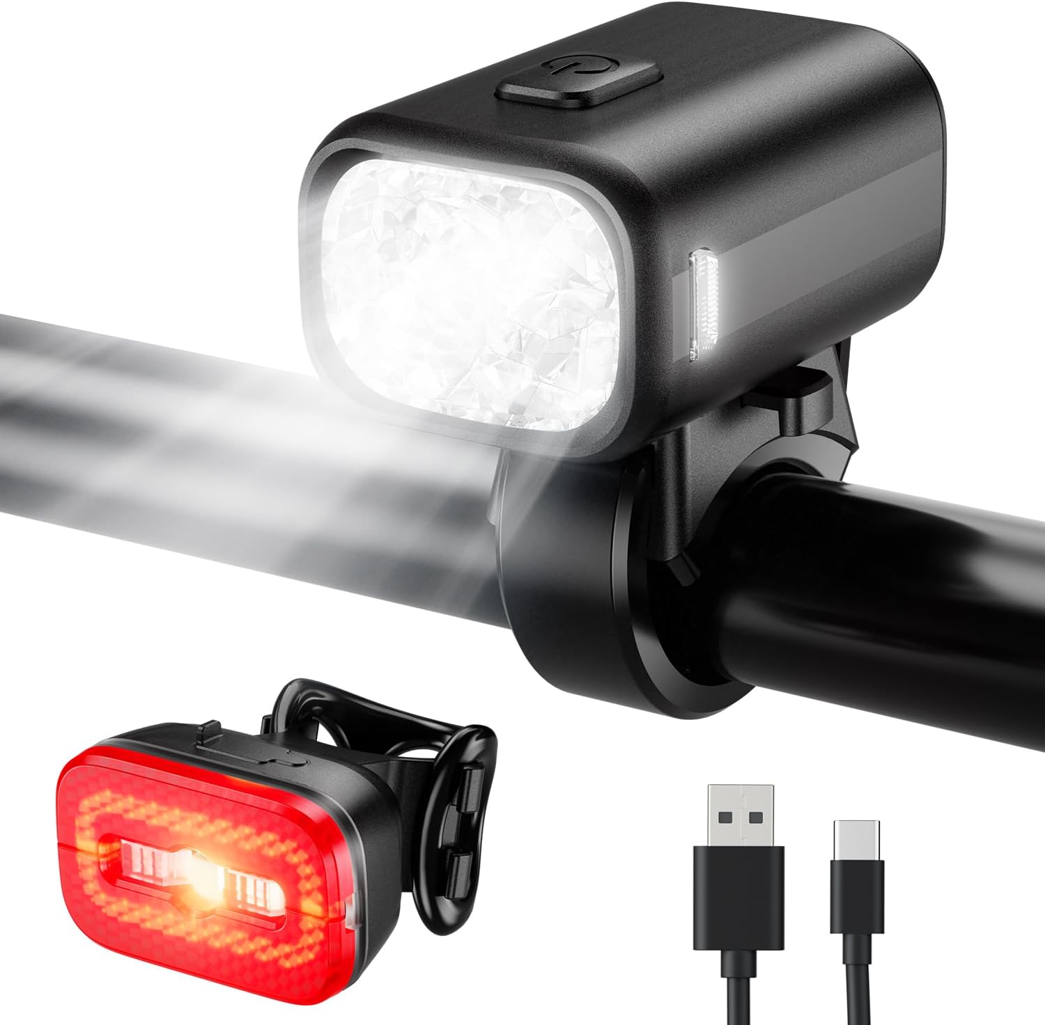 KCCYB Fahrradlicht Set mit Bremslicht und StVZO Zulassung KCCYB Fahrradlicht Set mit Bremslichtfunktion für Nachtfahrten und Regen