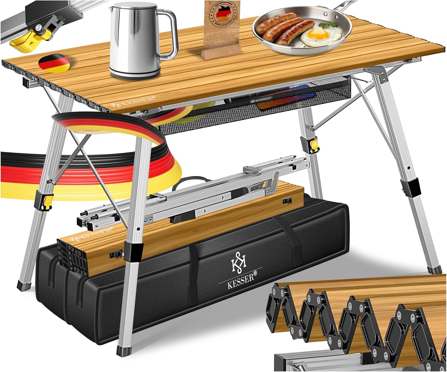 KESSER Campingtisch faltbar mit Holz-Optik für Camping und Outdoor