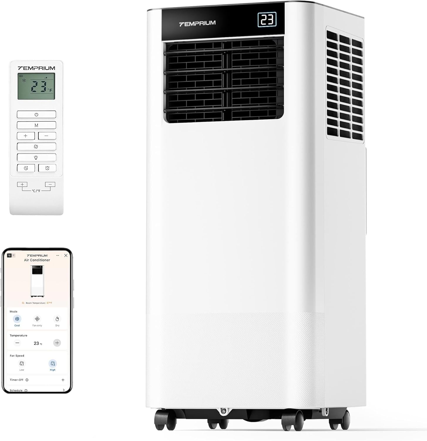 Mobile Klimaanlage 7000 BTU mit APP-Steuerung und Fernbedienung für Wohnräume