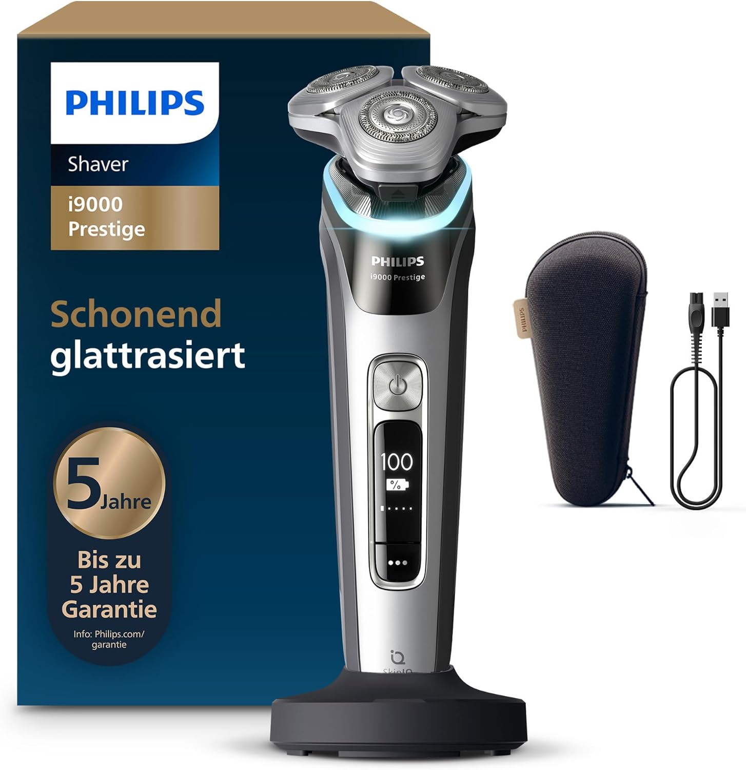 Philips i9000 Prestige Premium Rasierer mit Drucksensor und Ladestation Philips i9000 Prestige Premium Rasierer für Herren mit Nass- und Trockenrasur