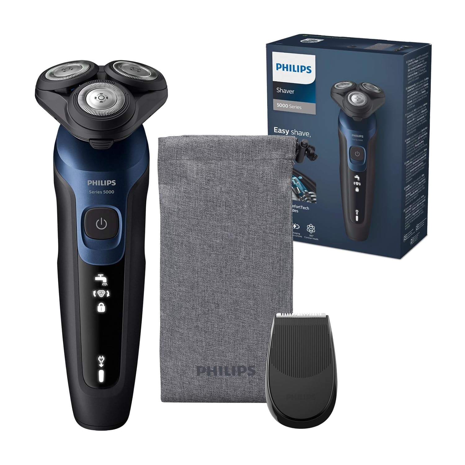 Philips Shaver 5000 Rasierer für komfortable tägliche Nass- und Trockenrasur Philips Shaver 5000 elektrischer Rasierer für Herren mit Nass- und Trockenrasur