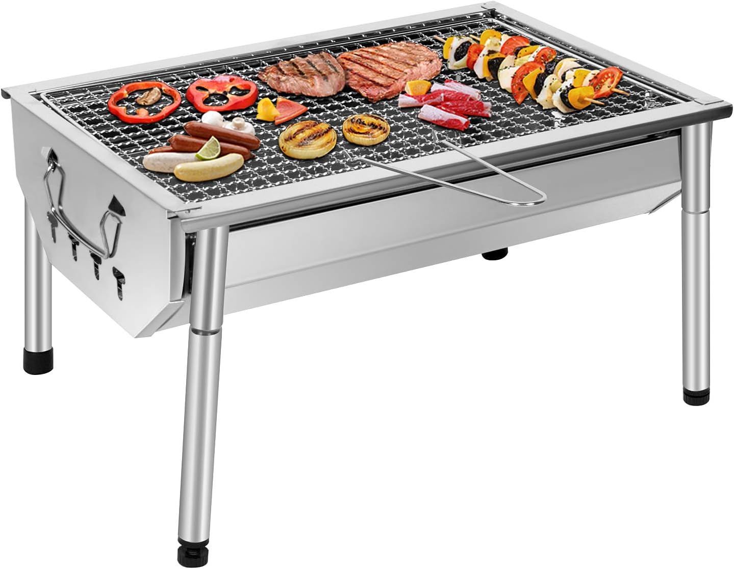 Kompakter Edelstahl Picknickgrill für Camping und Outdoor Grillabende