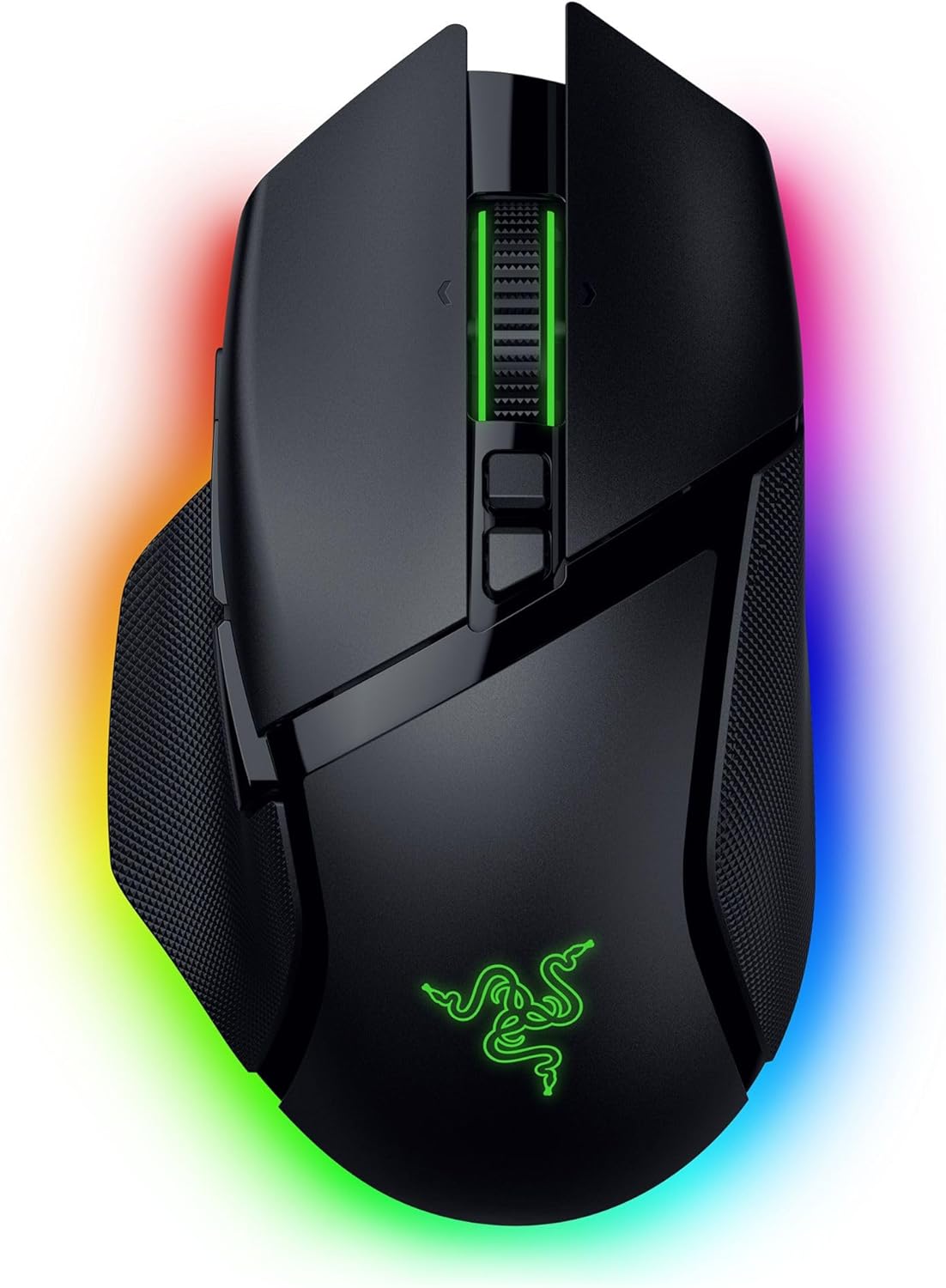 Razer Basilisk V3 Pro 35K Gaming Maus mit RGB Beleuchtung auf modernem Gaming Setup