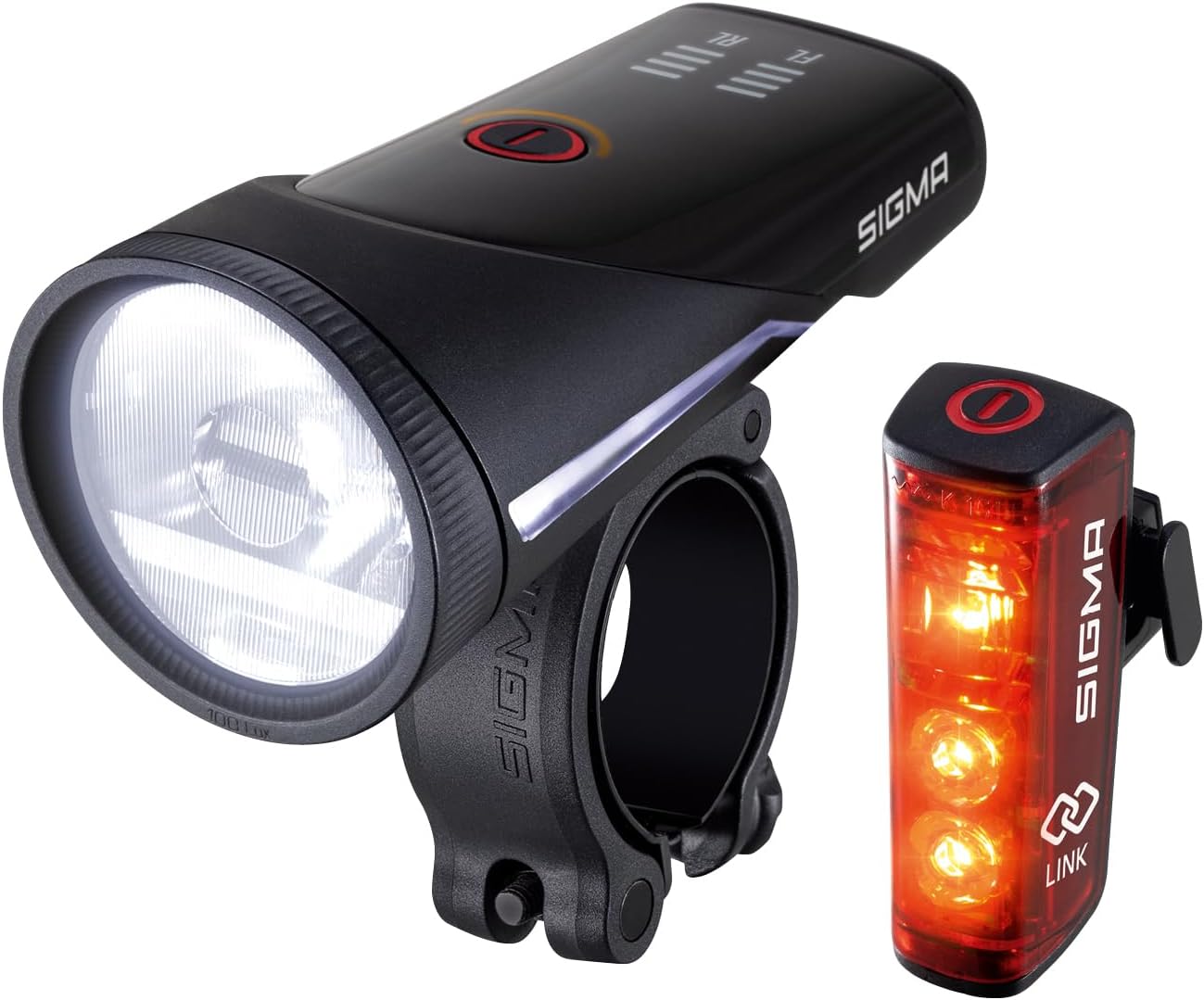 SIGMA Aura 100 Blaze Link Premium Fahrradlicht Set SIGMA Aura 100 und Blaze Link Fahrradbeleuchtung für E-Bike und Abendfahrten