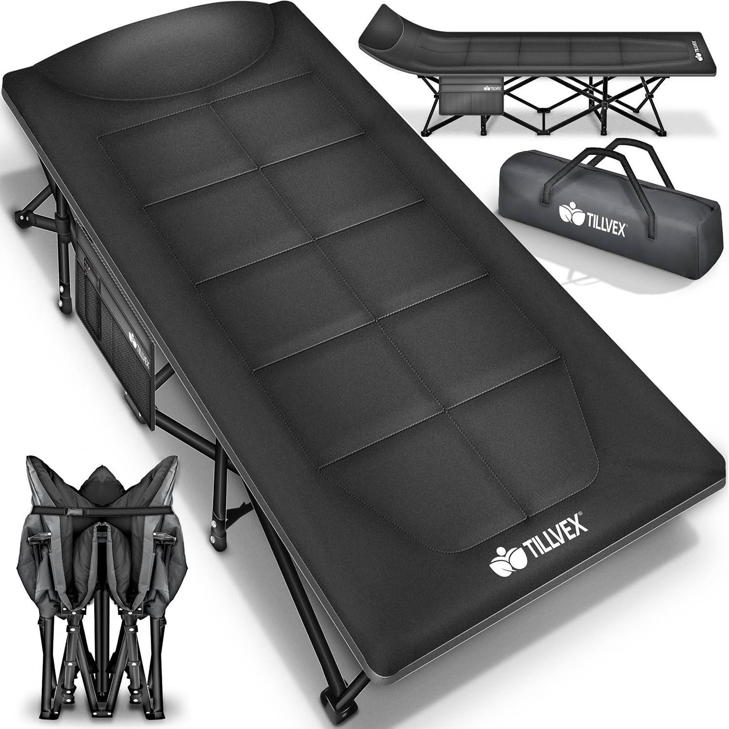 tillvex Campingbett klappbar für entspannte Outdoor Nächte tillvex Campingbett klappbar extra breit für Camping und Angeln