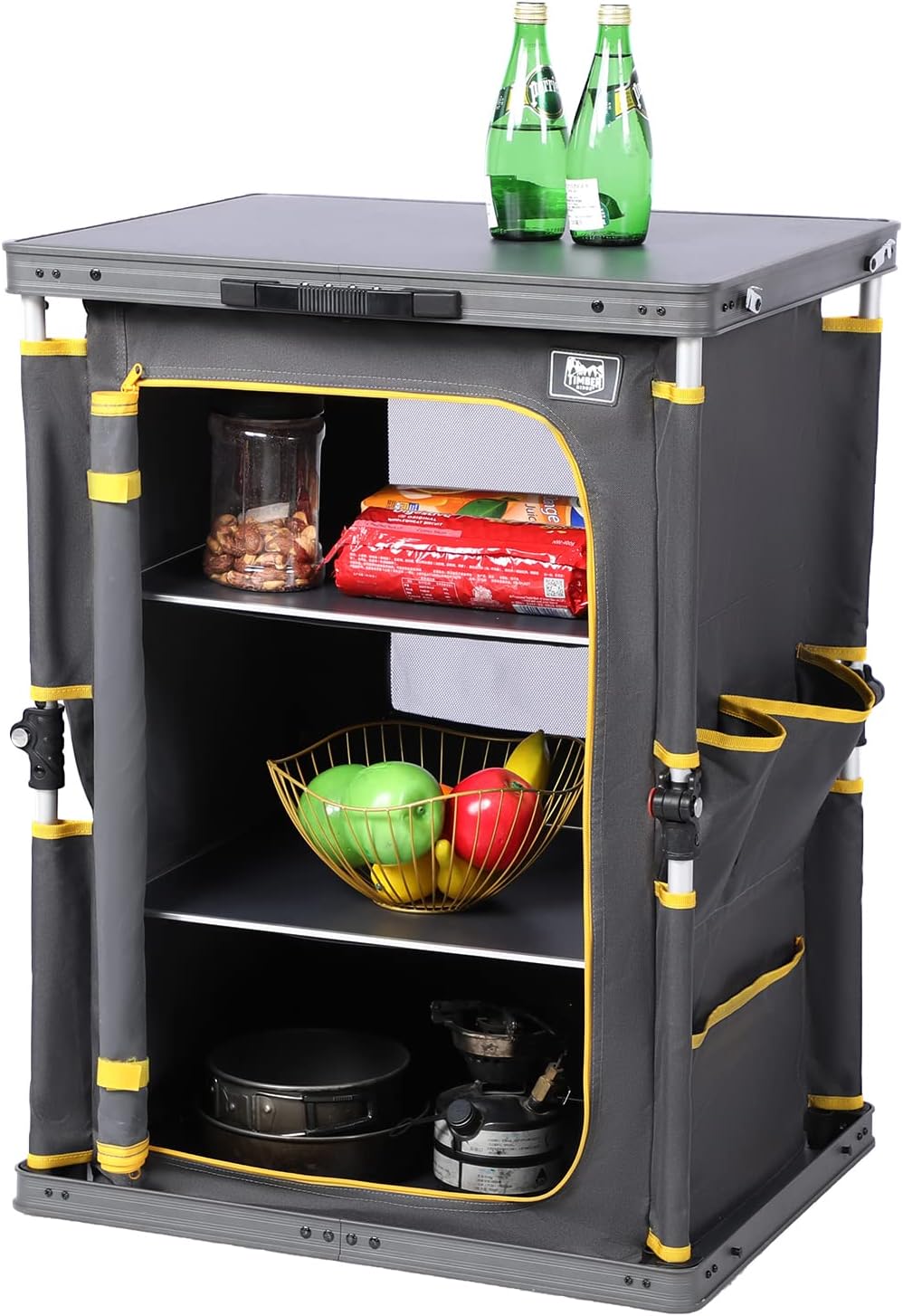 Faltbarer TIMBER RIDGE Campingschrank mit Stauraum und Arbeitsfläche für Camping und Outdoor Reisen