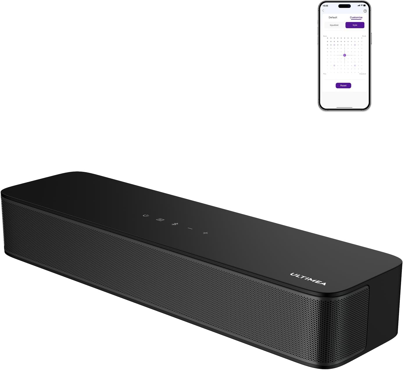 ULTIMEA Poseidon M20 Pro Gaming Soundbar mit integriertem Subwoofer auf Gaming Setup