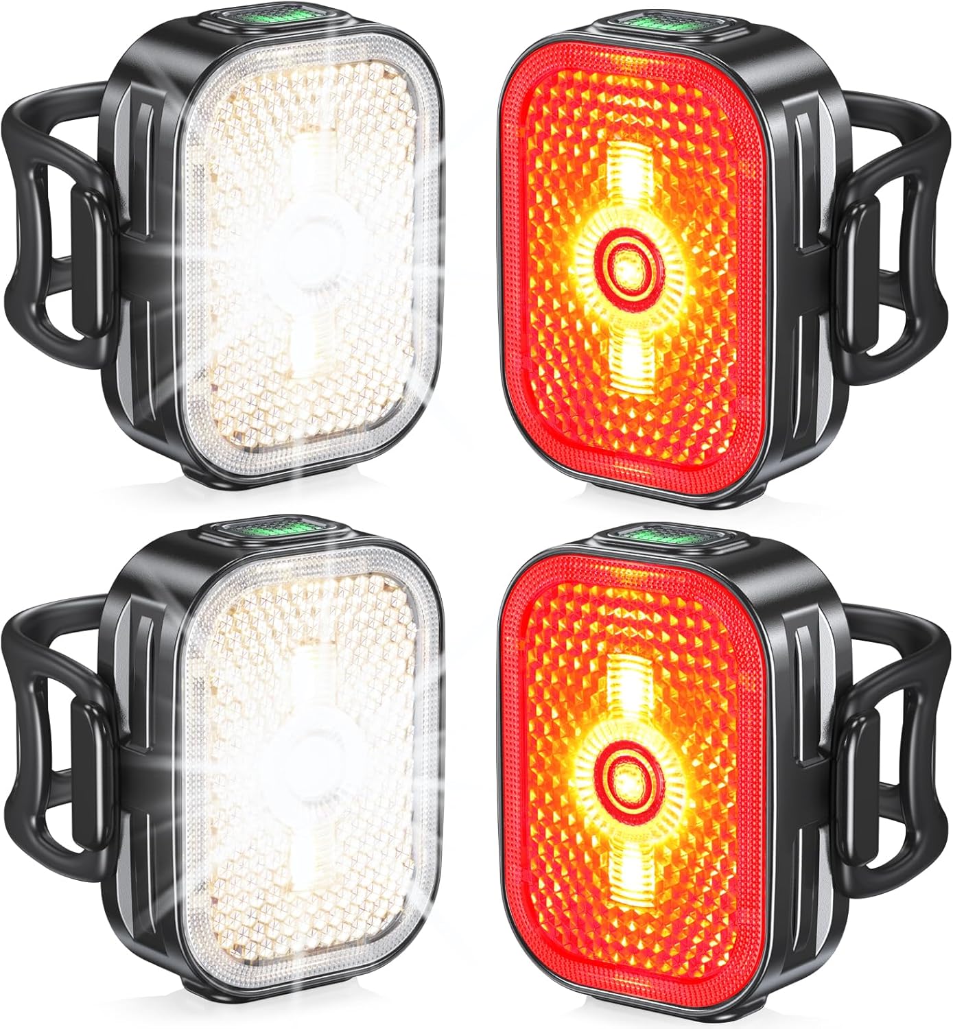 Viccux Fahrradlicht Set mit Schnellladung und Weitwinkellicht Viccux Fahrradlicht Set mit Weitwinkel-Reflektoren für Alltag und Abendfahrten