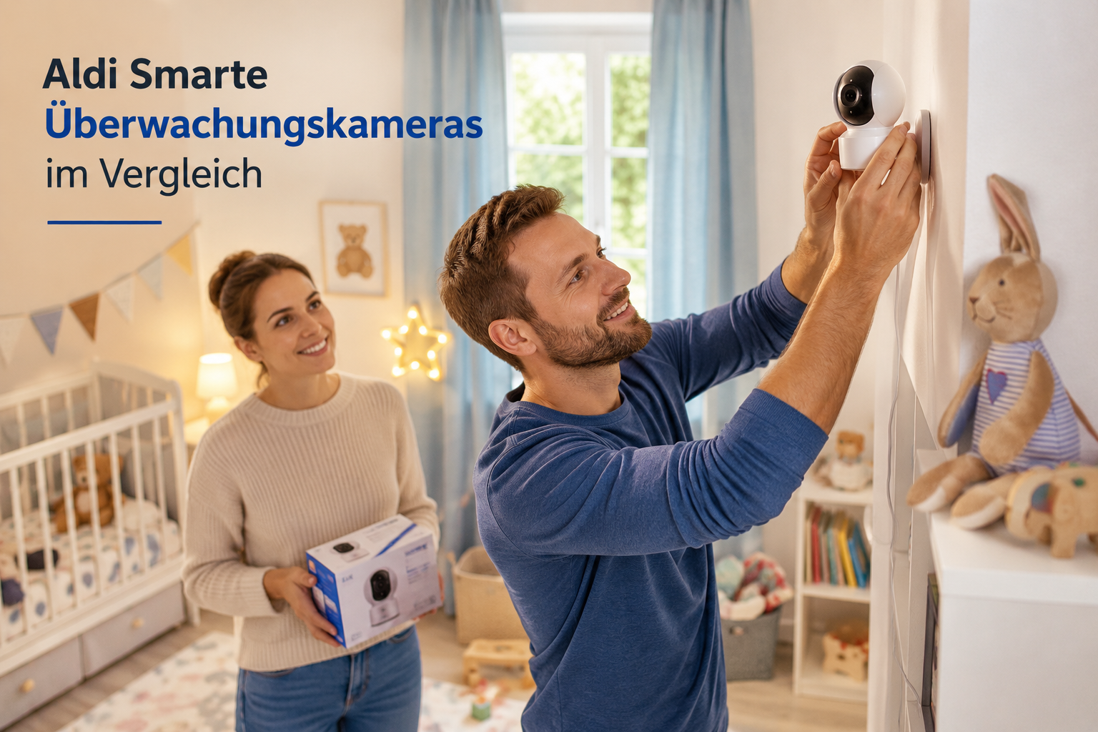 Aldi Smarte Überwachungskameras im Vergleich – Eltern installieren eine smarte Überwachungskamera im Kinderzimmer