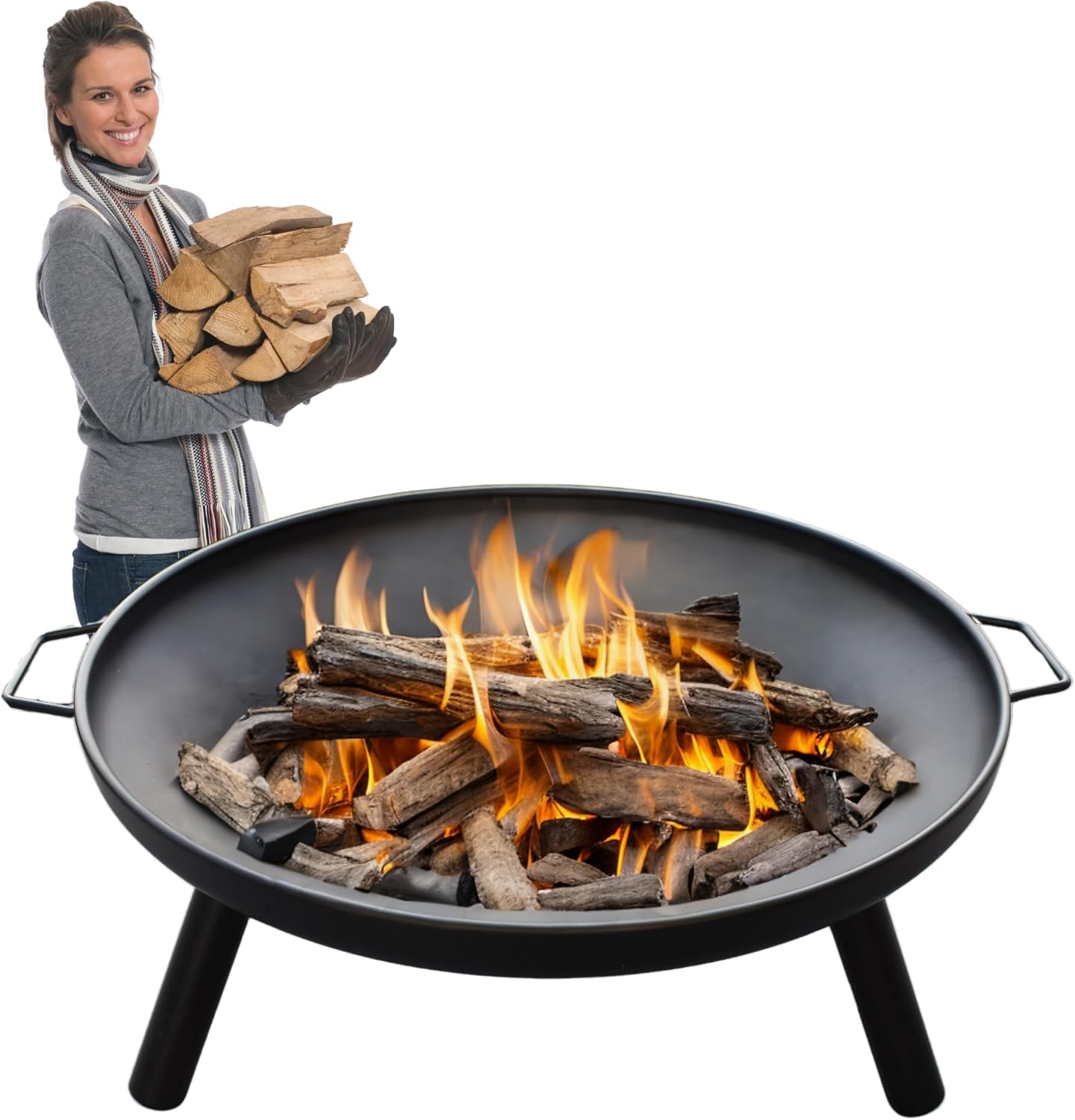 Feuerschale Feuerstelle 60 cm aus Eisen für gemütliche Lagerfeuer im Garten und auf der Terrasse