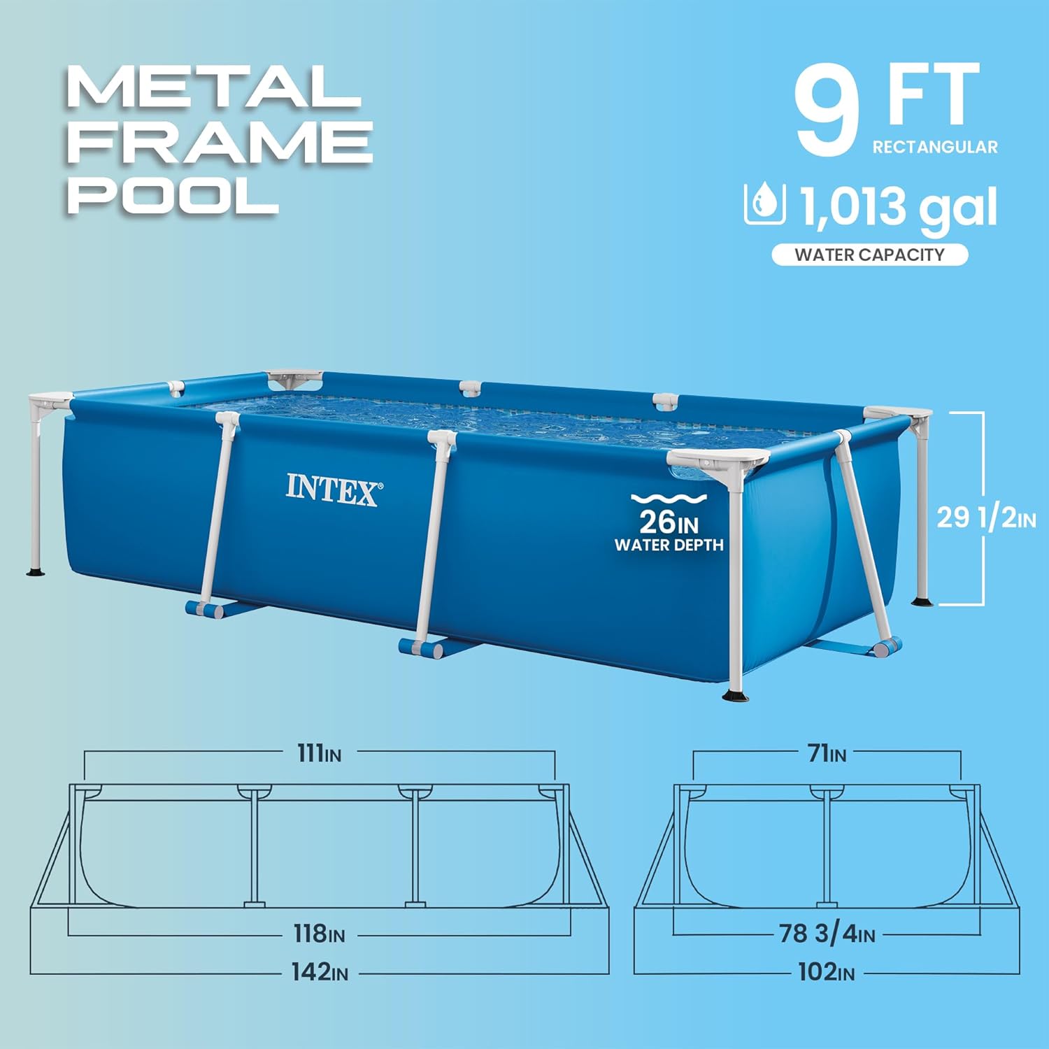 Swimmingpool INTEX Metal Frame Pool 300 x 200 x 75 cm im Garten