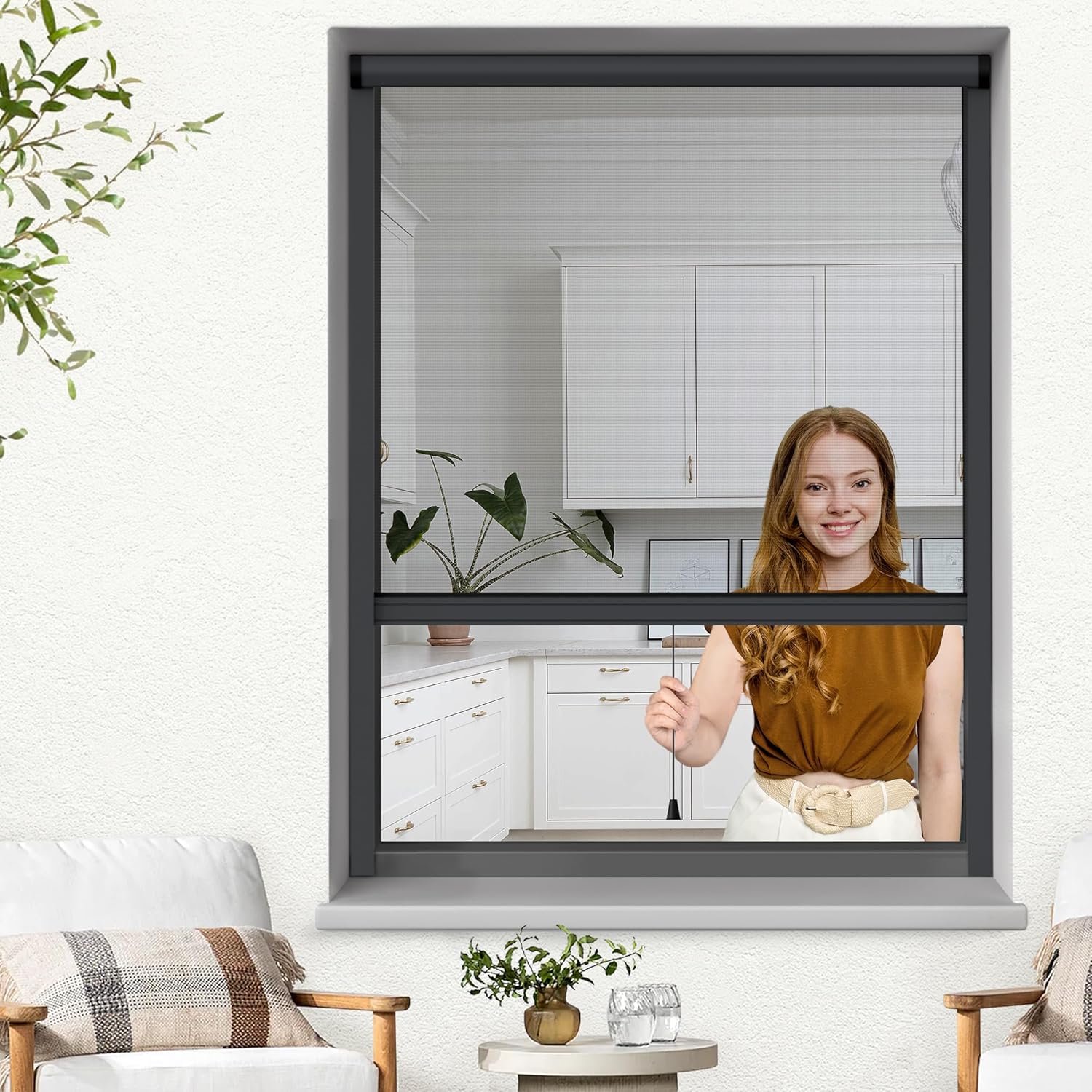 Jalousiescout Fliegengitter Insektenschutzrollo mit Aluminium-Rahmen als Premium-Empfehlung für Fenster