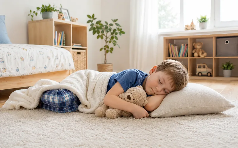 Kind schläft im Kinderzimmer mit guter Luftqualität
