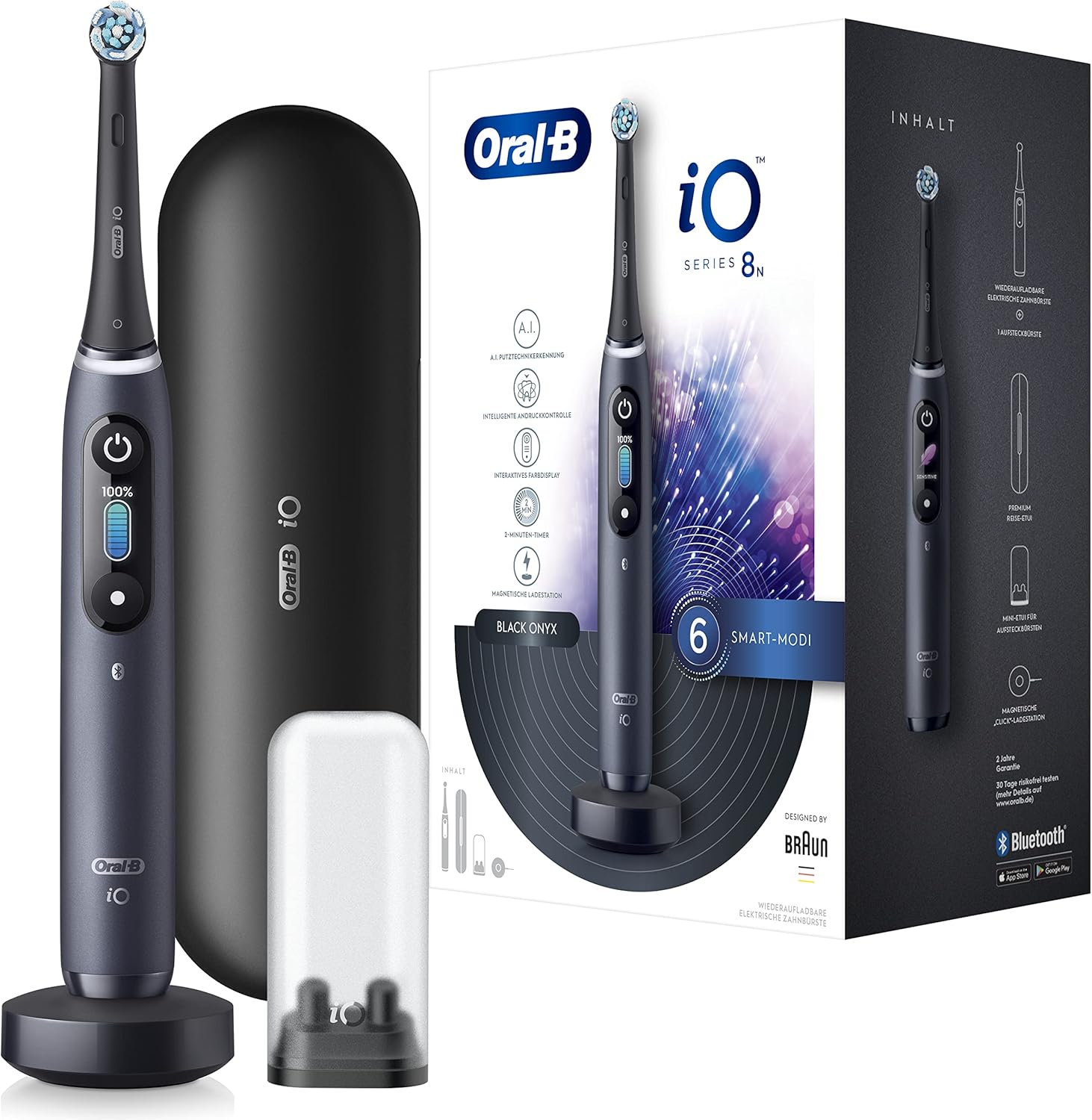 Oral-B iO Series 8 elektrische Zahnbürste mit intelligenten Funktionen und Farbdisplay