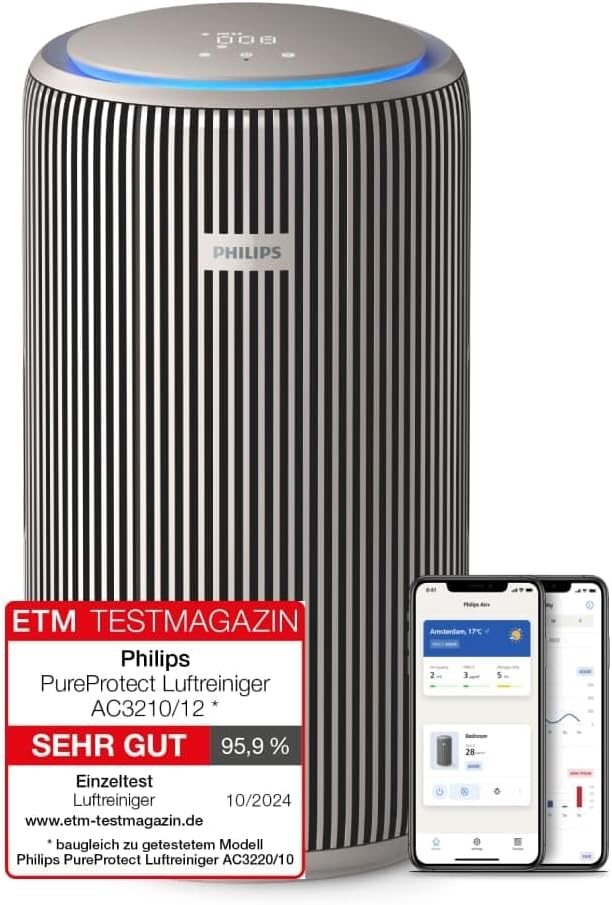 Philips PureProtect 3200 Serie Luftreiniger mit HEPA- und Aktivkohlefilter für große Wohnräume