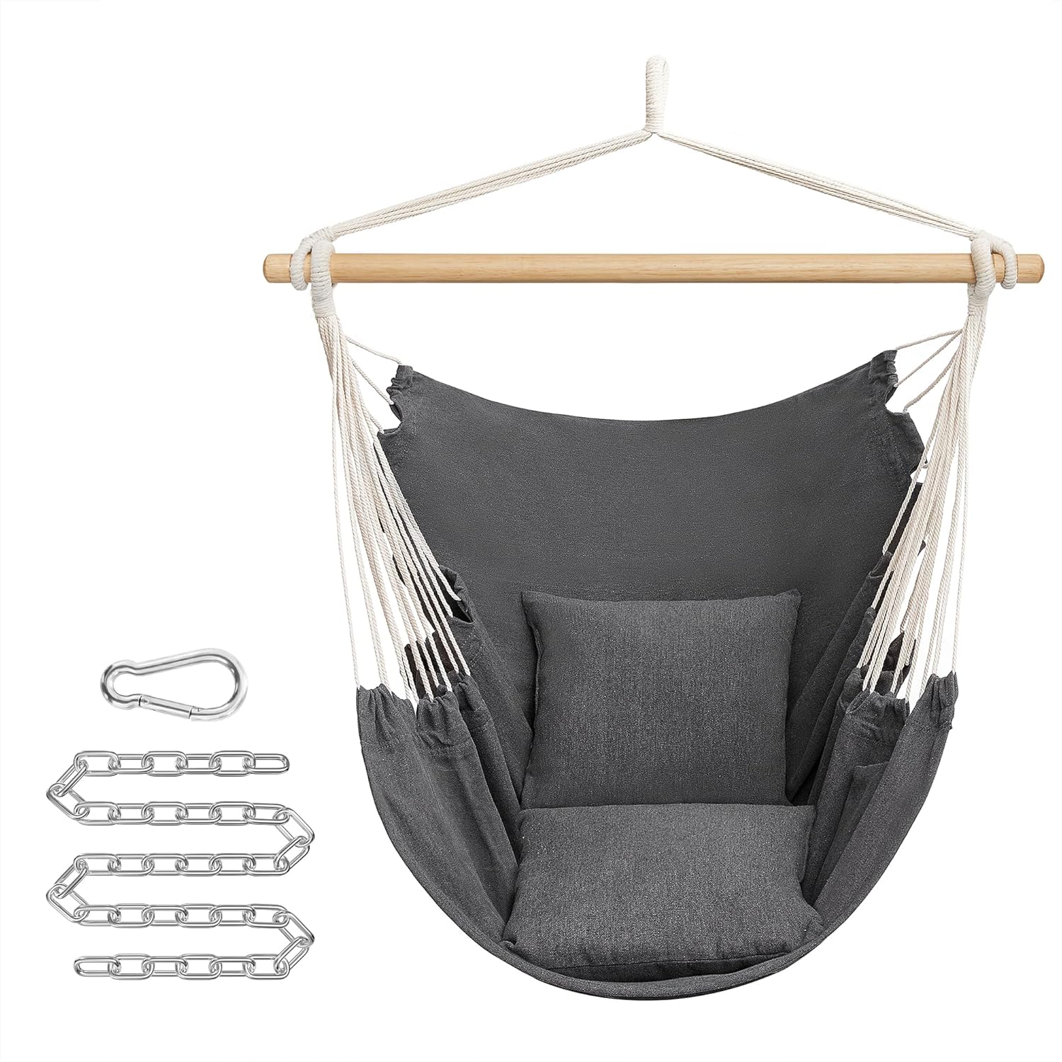 SONGMICS Hängesessel mit zwei Kissen für Garten, Balkon und Wohnbereich