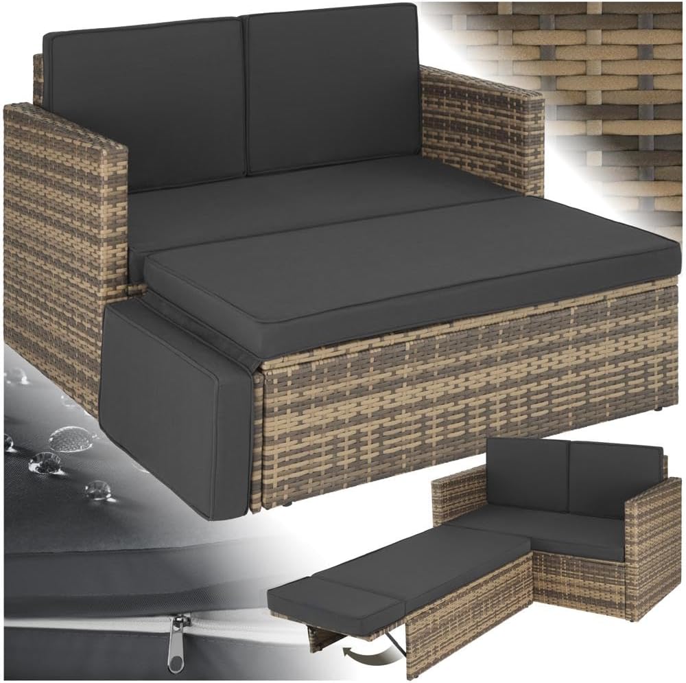 tectake Sofa Set mit Schlaffunktion als Preis-Leistungs-Tipp für Balkon, Terrasse und Garten