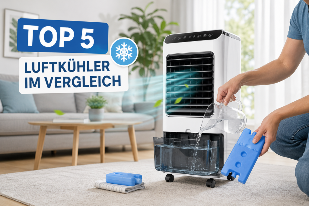 Top 5 Luftkühler im Vergleich – Luftkühler wird in einer Wohnung mit Wasser und Kühlakkus befüllt