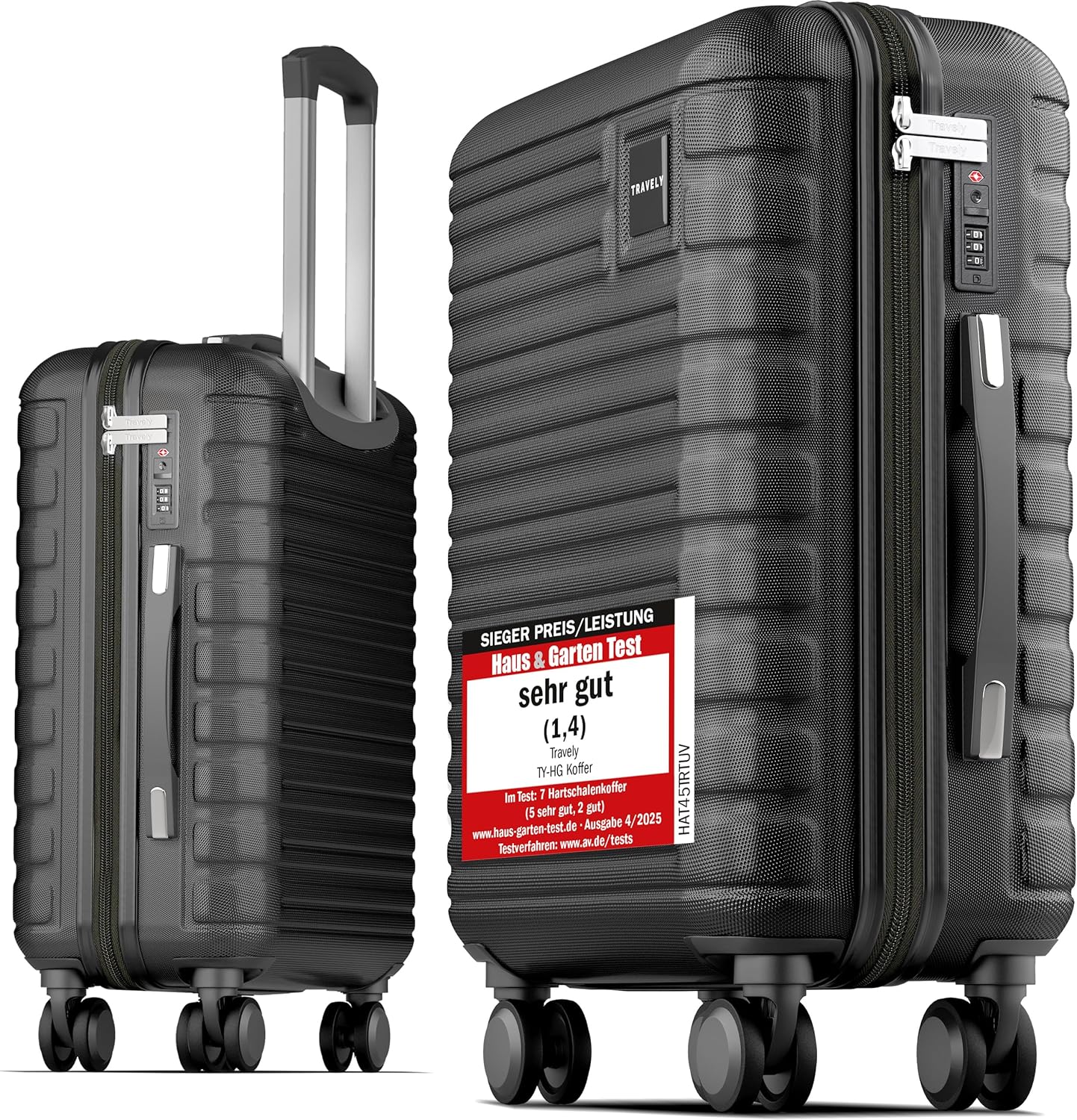 Travely Premium Handgepäck Koffer 55x40x20 cm mit TSA-Schloss und leichtgängigen Rollen