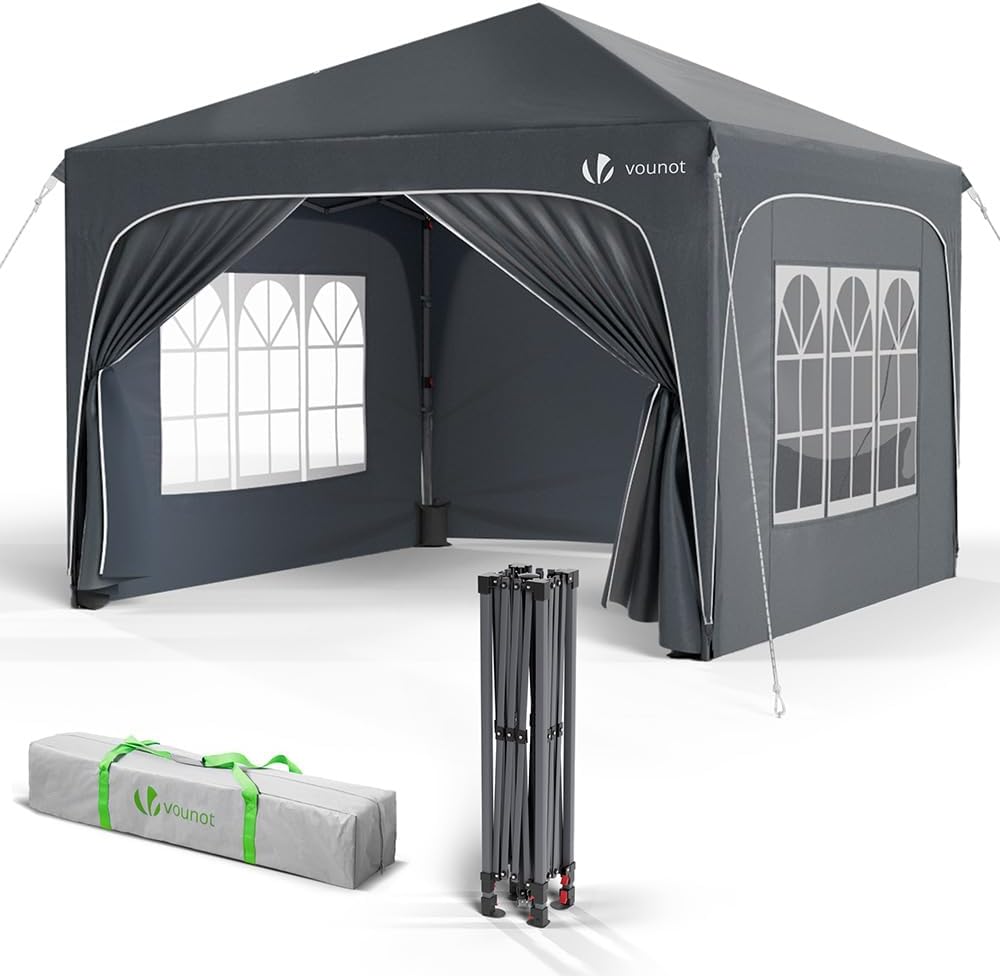 VOUNOT Pop-Up Pavillon Preis-Leistungs-Tipp VOUNOT Pop-Up Pavillon 3x3 Meter mit Seitenteilen und Sandsäcken