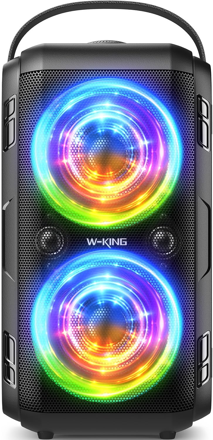 W-KING Partybox Bluetooth Lautsprecher Alternative zum Party-Soundsystem mit 80 Watt, LED-Lichteffekten und 24 Stunden Akkulaufzeit