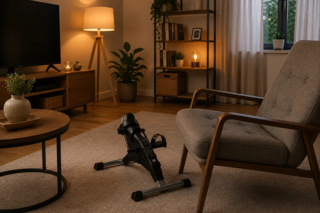 Aldi Arm- und Beintrainer CRANE im Wohnzimmer im Einsatz