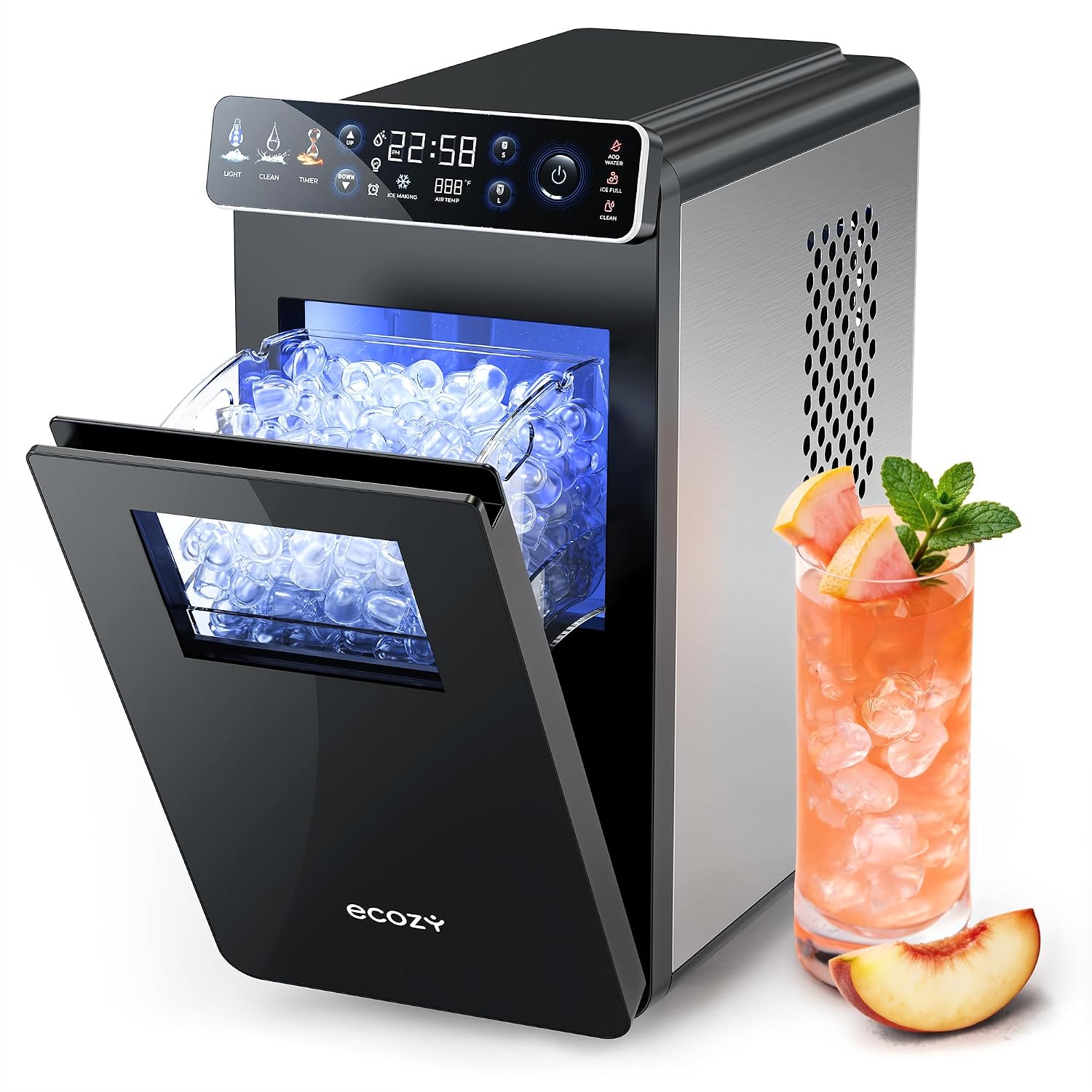ecozy Eiswürfelmaschine Klein mit Farbdisplay für Camping und Party