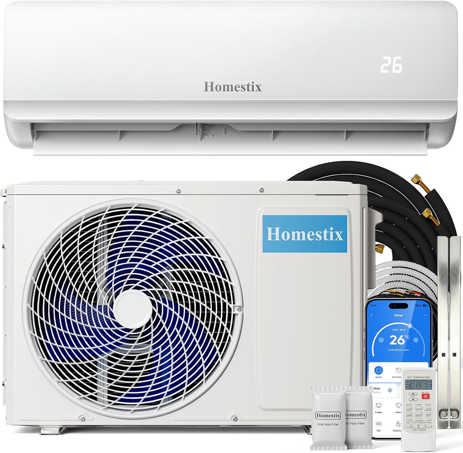 Homestix Split-Klimaanlage 4-in-1 mit Heizfunktion