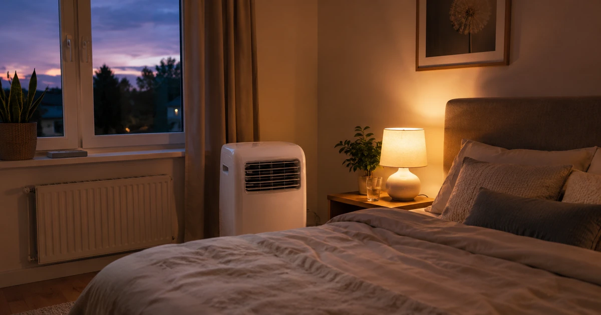Klimaanlage Raumgröße im Schlafzimmer am Abend