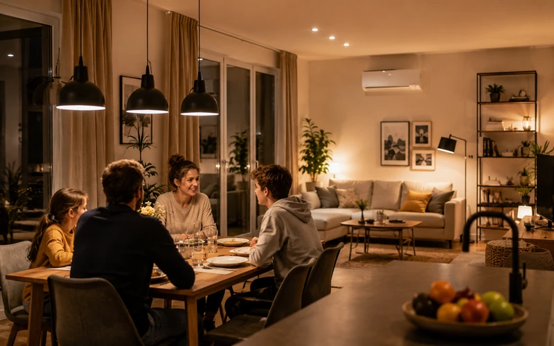 Klimaanlage Raumgröße im offenen Wohn-Essbereich