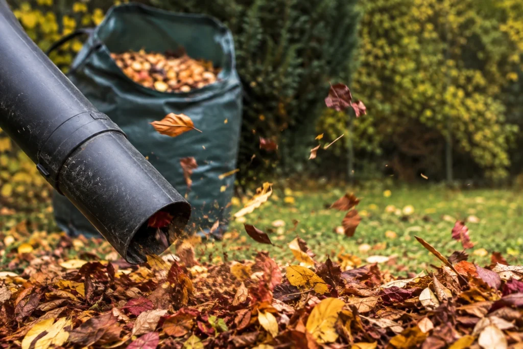 Funktionsweise der Häckselfunktion bei einem Laubsauger im Garten