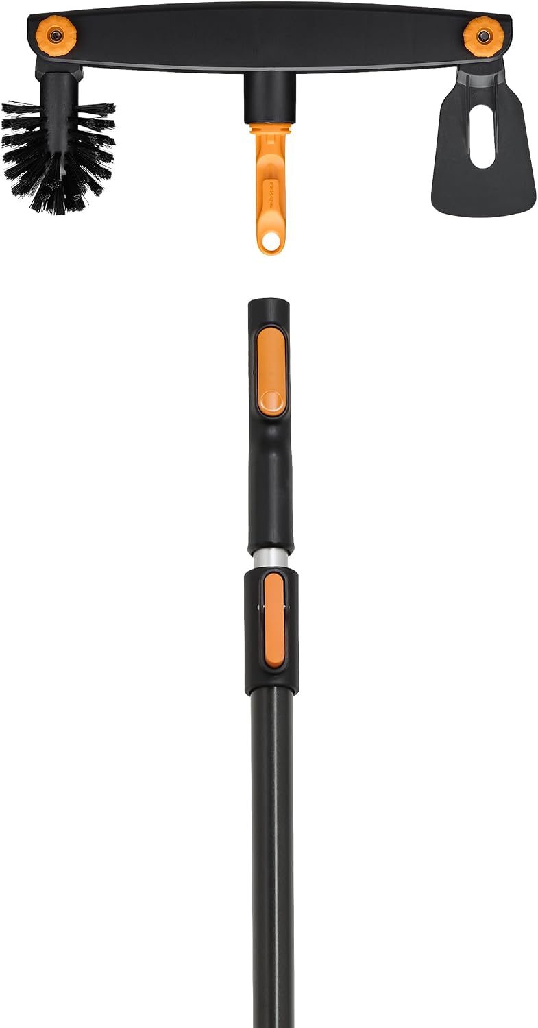 Fiskars OneClick Dachrinnenreiniger-Set mit Teleskopstiel und Kombikopf