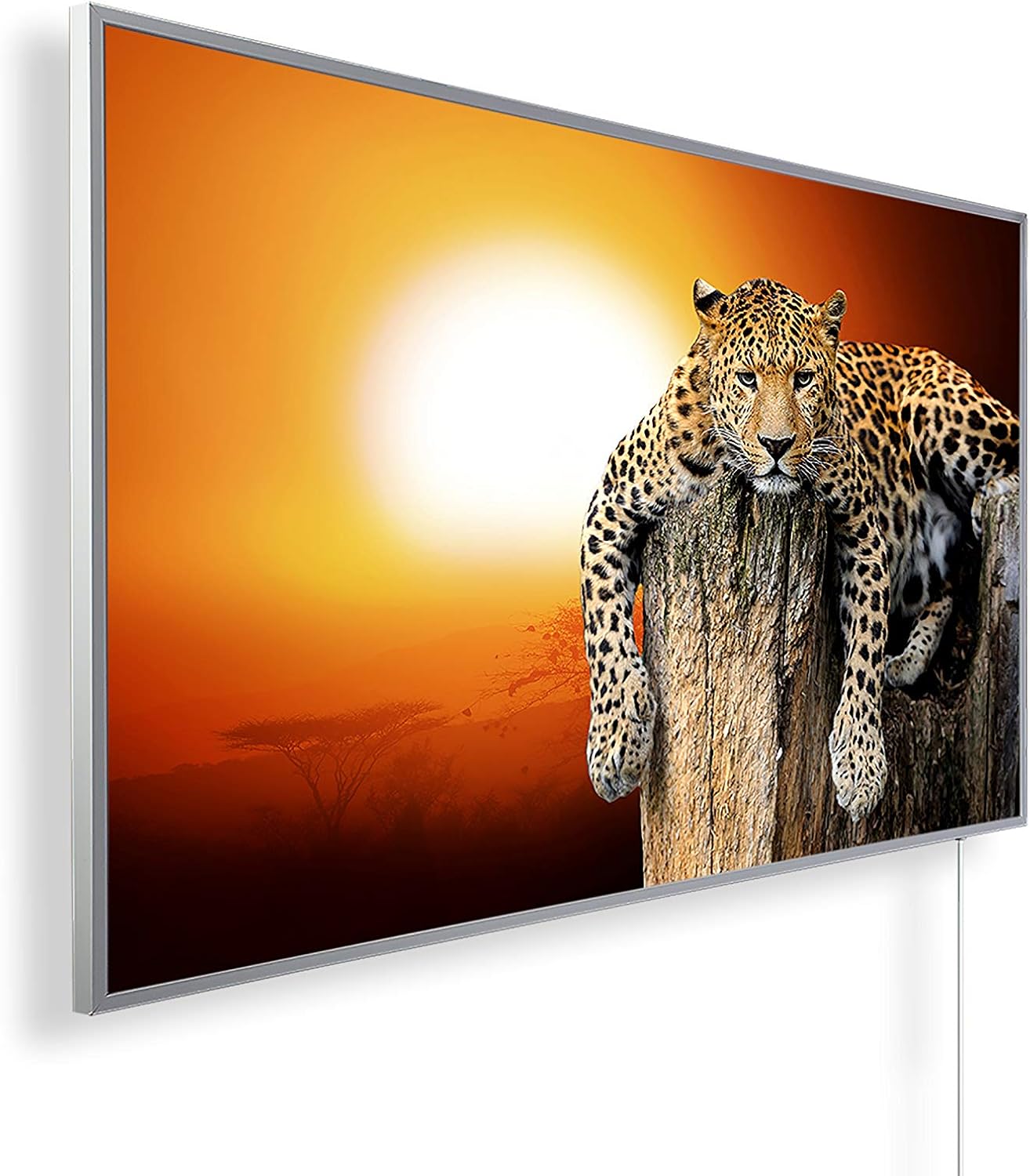 Könighaus Infrarot-Bildheizung mit Leopard-Motiv als Wandheizung im HD-Druck