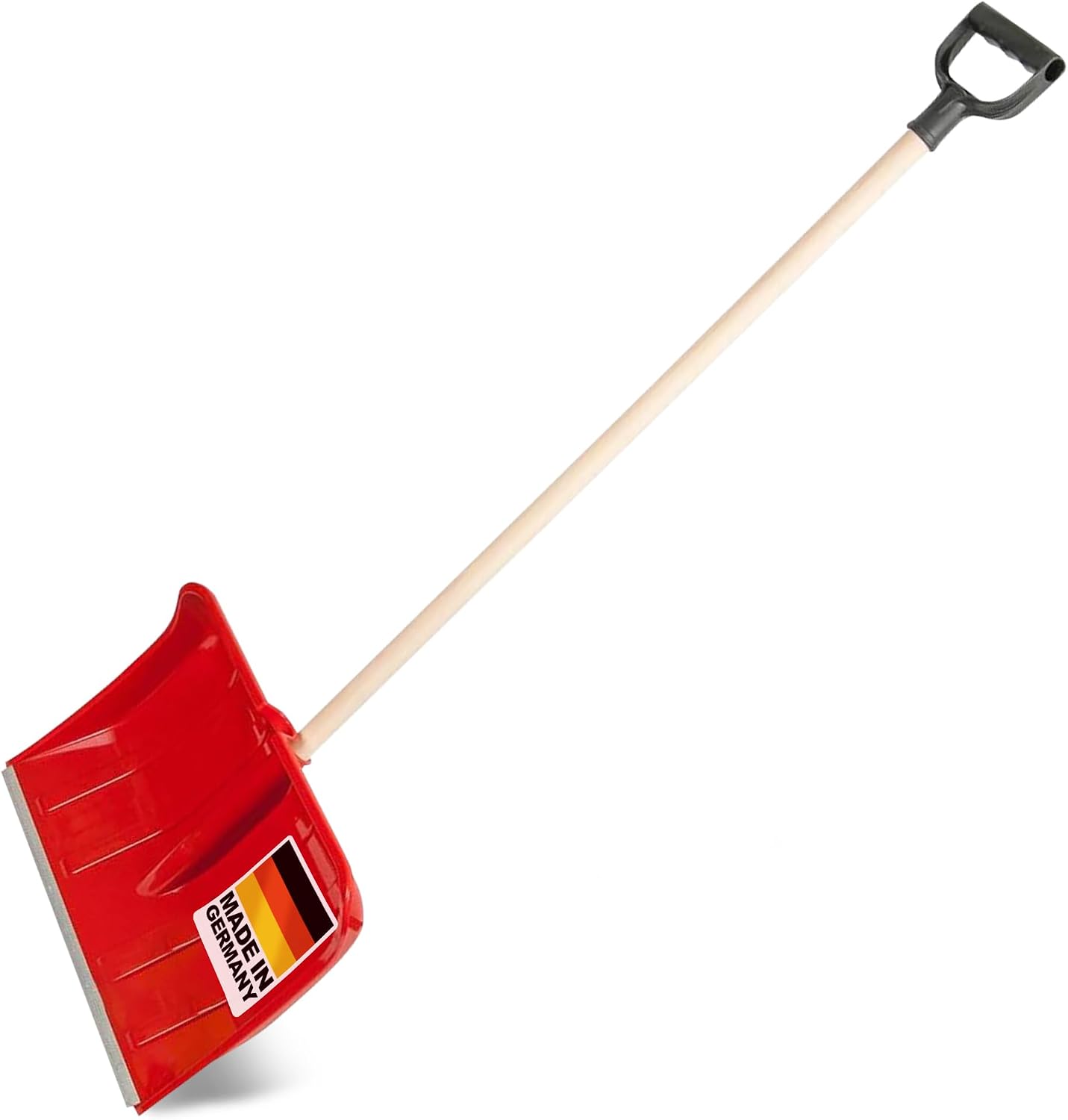 SHW-FIRE Schneeschieber mit 50 cm breiter Kunststoffschaufel, Aluminiumkante und Holzstiel