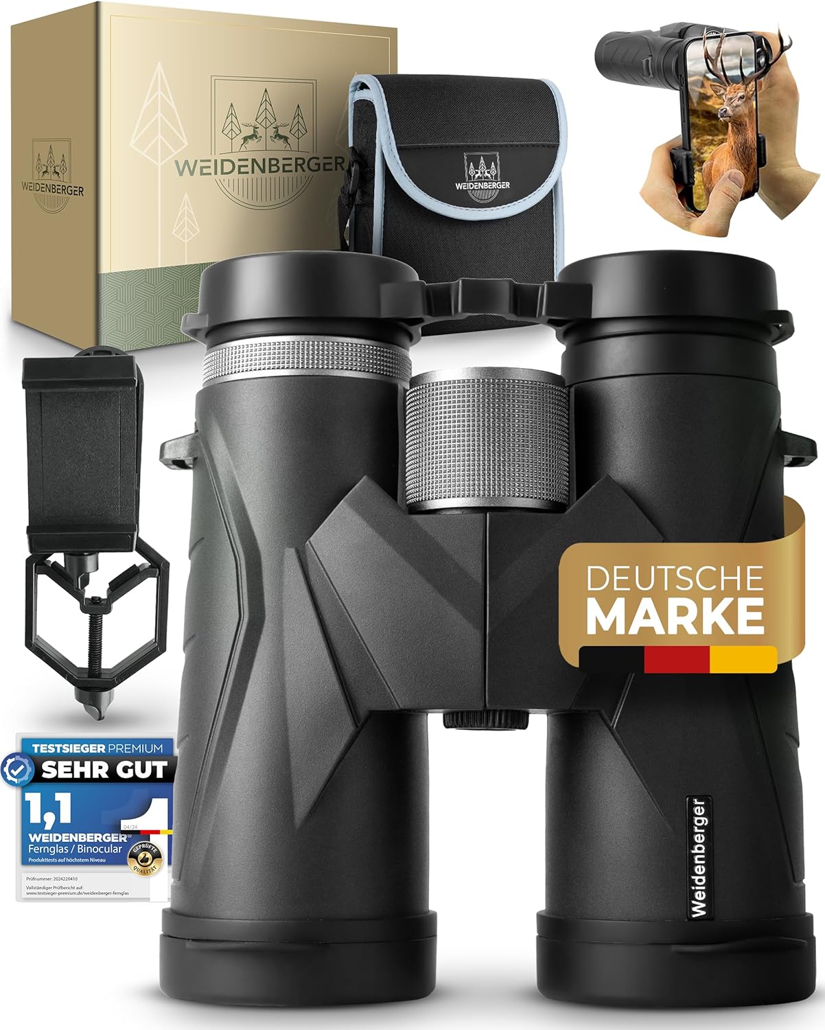Weidenberger 12x42 Fernglas aus Magnesium mit BAK4-Prisma