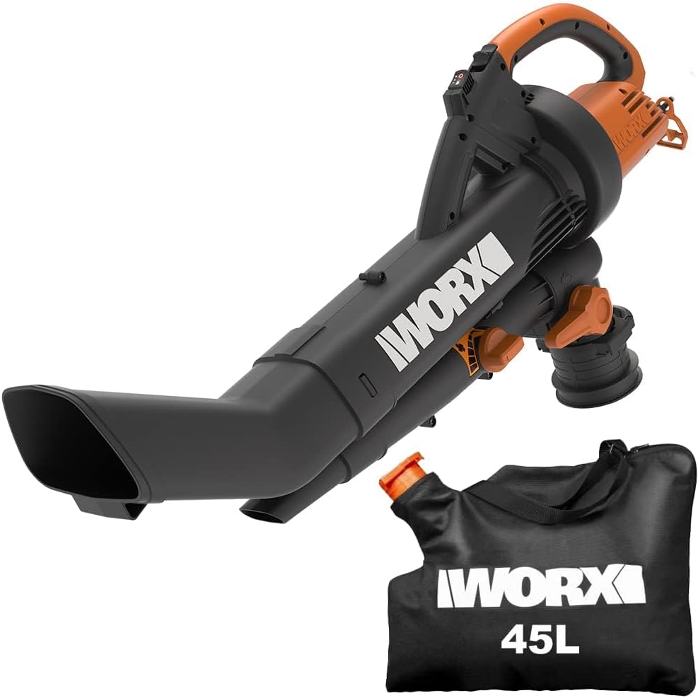 WORX WG505E Trivac Laubbläser und Laubsauger 3000 Watt mit 45-Liter-Fangsack