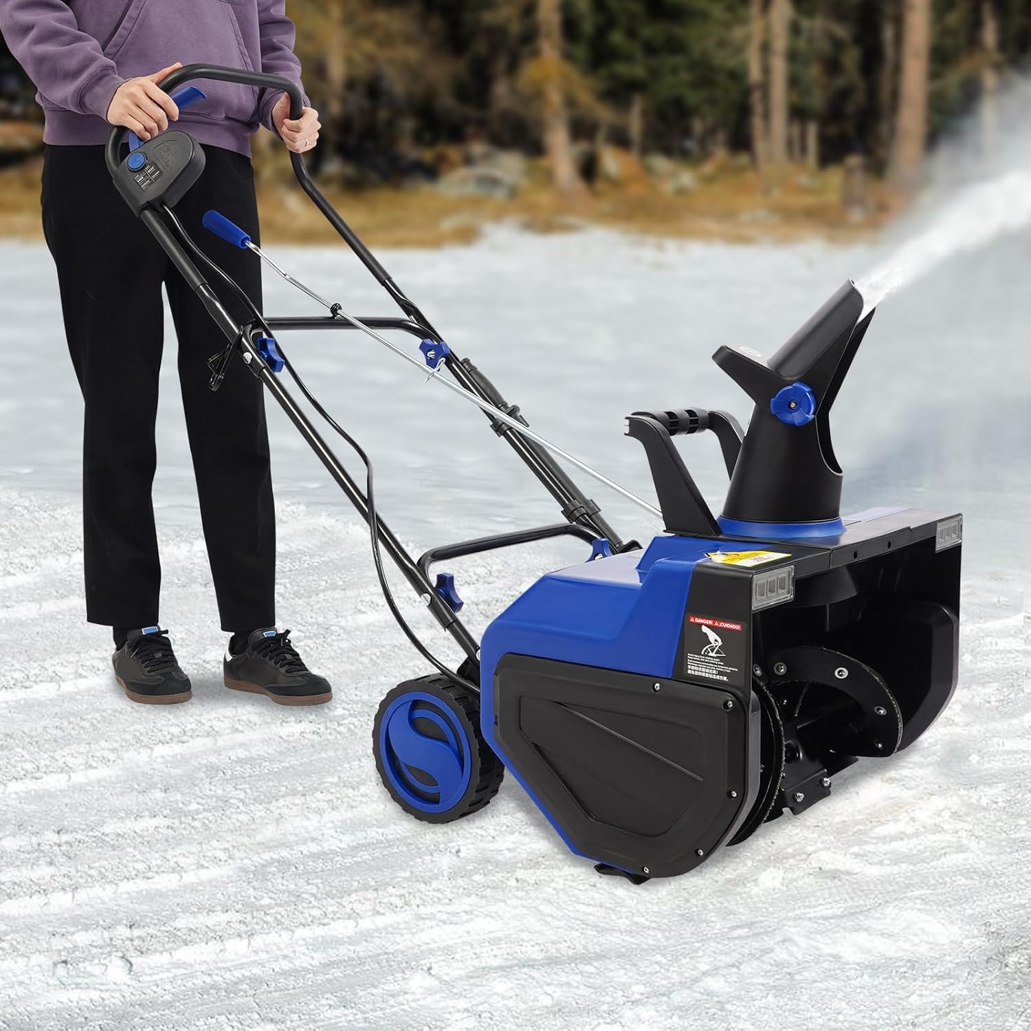 WSIKGHU Elektro-Schneefräse mit 56 Zentimeter Reinigungsbreite und 180 Grad Auswurfschacht