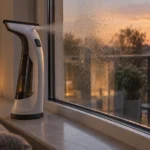 Fenstersauger Aldi Nord mit integrierter Sprühfunktion an der Balkontür