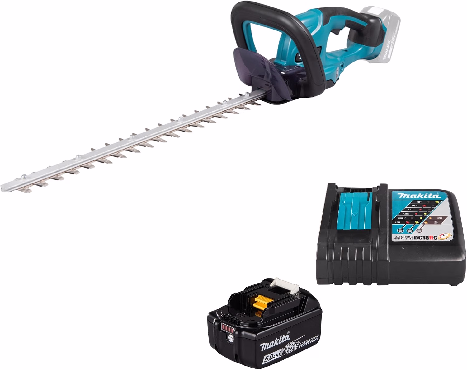 Makita DUH507RT Akku-Heckenschere mit 5,0-Ah-Akku und Ladegerät im Set