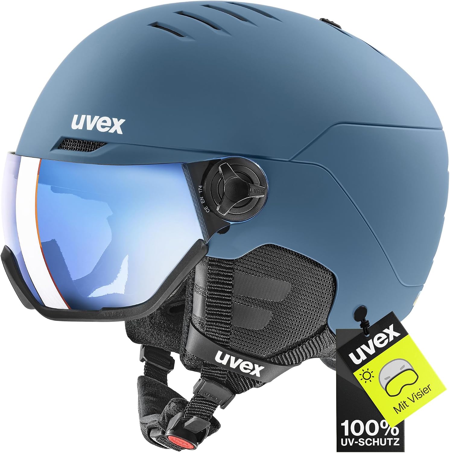 uvex Wanted Visor Skihelm mit Nackenwärmer