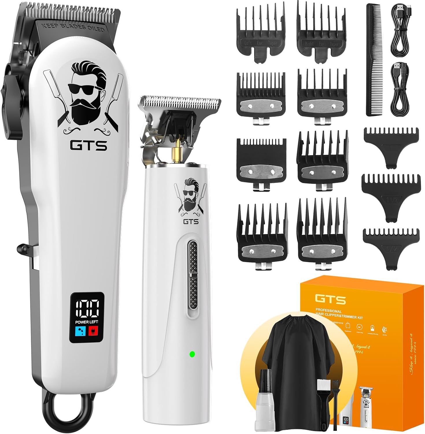 GTS PRO Haarschneidemaschine mit Barttrimmer, Aufsteckkämmen und Ladekabel